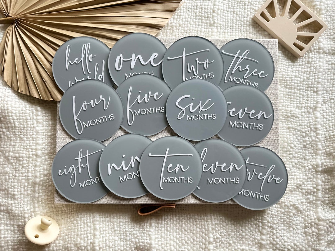 Acrylic Baby Milestone Discs: Grayish Blue Photo Prop Set - Etsy