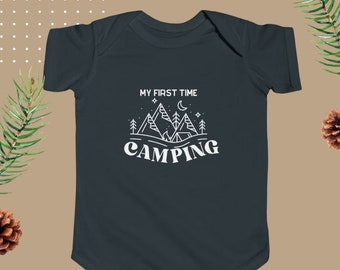 My 1st Time Camping Baby Onesie | Camping shirt | Camper | Summer t-shirt | Retro Style Baby Bodysuit | Cute Baby Clothes | Unisex Onesie