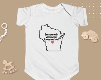 Someone In Wisconsin Loves Me Onesie | Baby Onesie | Christmas baby gift | Baby Boy Onesie | Baby Girl Onesie | Unique Baby Gift | WI baby