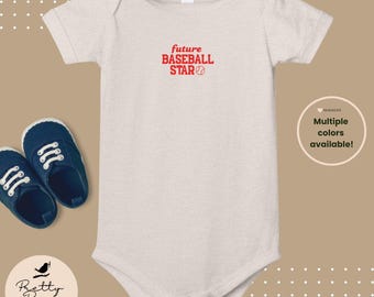 Red Future Baseball Star Infant Onesie | Baseball Baby Bodysuit | Baby Bodysuit Retro Cute Baby Outfit | Sporty Baby Gift Baseball Bodysuit