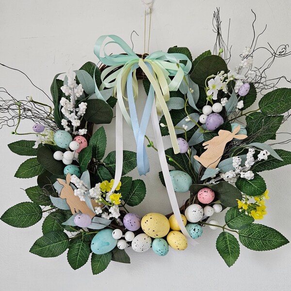 Easter Bunny Wreath, Easter Wreath, Pastel Wreath, Easter Egg Wreath, Spring Colours, Door Wreath, Mini Wreath, Rabbit,