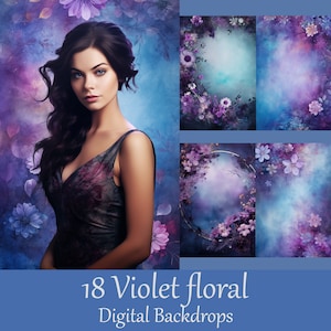 Purple Lilac Floral Photography Backdrops: Painted Textures (Digital Download)
