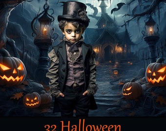 Spooky Halloween Digital Backdrops, Portrait Photography (PDF)