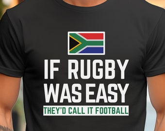 Maillot de rugby unisexe de l'équipe de rugby d'Afrique du Sud | T-shirt graphique de rugby du drapeau sud-africain | Produits dérivés de l'équipe sportive | Équipement de sport | T-shirt joueur drôle