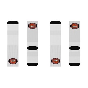 Chaussettes blanches unisexes sublimation logo Hogs Logo du club de rugby des Gainesville Hogs Paire de chaussettes graphiques Team Cadeau pour les joueurs Butin social image 2