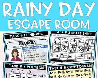 Kids Rainy Day Escape Room: Printable Puzzle Game (Ages 8+) (Digital Download)