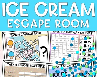 Ice Cream Party Escape Room: DIY Kids Puzzle Game (PDF Download)