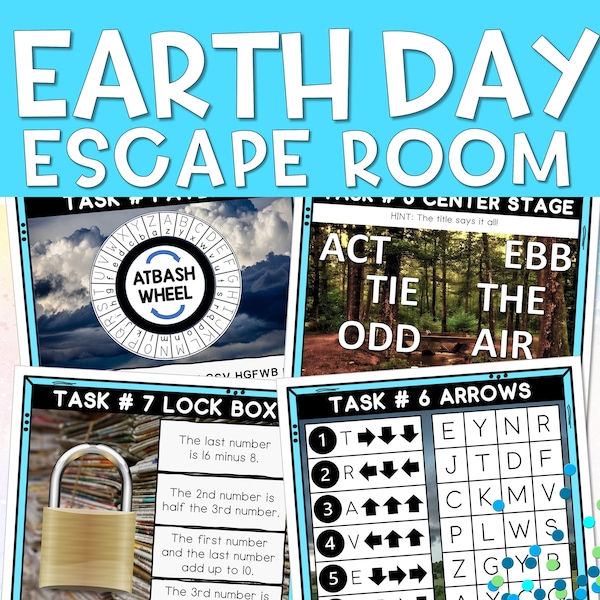 Printable Escape Room for Kids Earth Day April 22