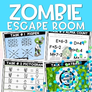 Escape Room for Kids, DIY Printable Game, Zombie Escape Room Kit, Halloween Party Games, Kids Puzzle Game, Family Game Night