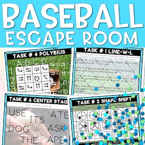 Escape Room voor kinderen, DIY afdrukbare spellen, honkbal Escape Room Kit, honkbalfeestspellen, kinderpuzzelspel, familiespelavond