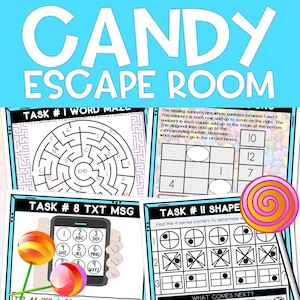 Escape Room for Kids, DIY Printable Game, Candy- theme Escape Room Kit, Birthday Party Games, Kids Puzzle Game, Family Game Night
