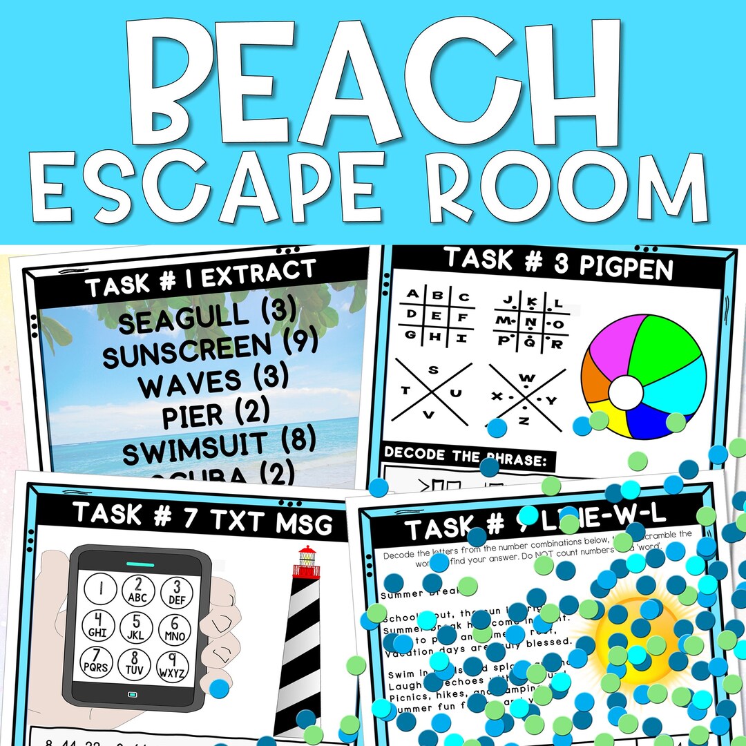Beach Escape Room For Kids Printable DIY Puzzle Game digital Download beach-escape-room-for-kids-printable-diy-puzzle-game-digital-download