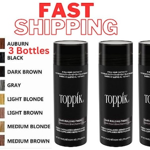 2/3 Toppik Hair Building Fibers,Black ,Medium Brown ,Light Brown, Dark Brown, 27.5g, Fill In  Thinning Hair, Instantly Thicker Fast Shipping