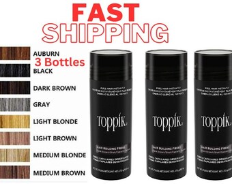 2/3 Toppik Hair Building Fibers,Black ,Medium Brown ,Light Brown, Dark Brown, 27.5g, Fill In  Thinning Hair, Instantly Thicker Fast Shipping