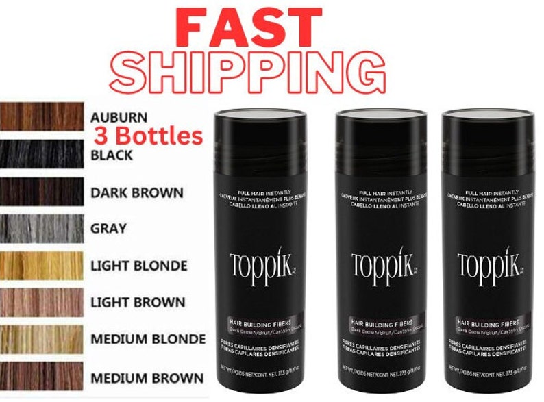 2/3 Toppik Hair Building Fibers,Black ,Medium Brown ,Light Brown, Dark Brown, 27.5g, Fill In Thinning Hair, Instantly Thicker Fast Shipping image 1