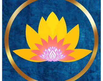 Yellow and Blue Lotus Printable Wall Art