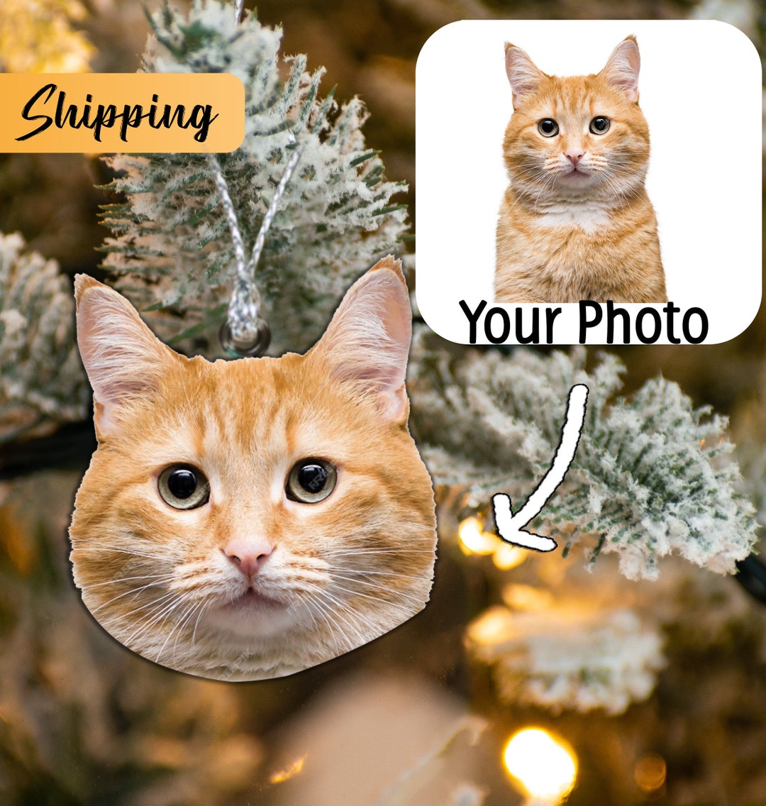 Custom Cat Photo Christmas Ornament Custom Cat Ornaments Etsy