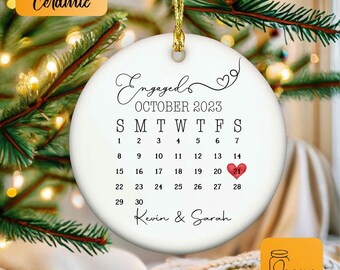 Engagement Date Keeepsake Ornament, Engagement Christmas Acrylic Ornament, Custom Engagement Christmas Ornament, Calendar Ornament