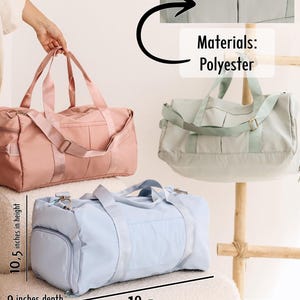 the measurements of a duffel bag and a duffel bag