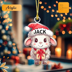 Ornement de Noël personnalisé en forme de mouton, acrylique ou céramique