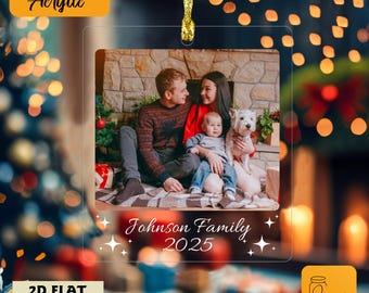 Custom Family Photo Christmas Ornament, Personalized Keepsake