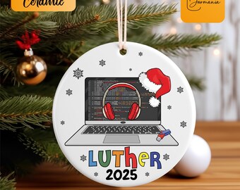 Custom Name Computer Programmer Christmas Ornament, Laptop Code Keepsake, Christmas Tree Hanging Decor