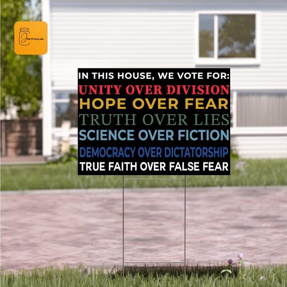 Save Democracy Political Quote Election Yard Sign, Democracy Over Dictatorship Sign, Harris Yard Sign, Harris Supporter Voting Yard Sign