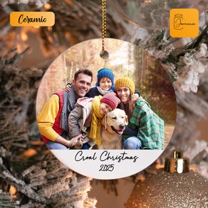 Décoration de Noël personnalisée avec photo de famille : cadeau souvenir en céramique