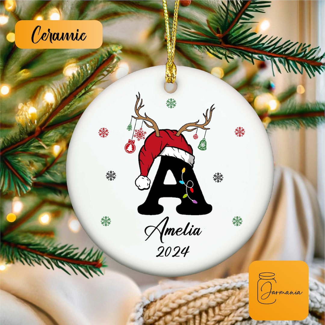 Custom Letter Name Acrylic Ornament, Custom Christmas Gift With Initial