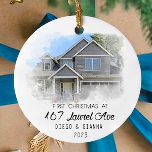 Decorazione per la nuova casa 2024 - Decorazione natalizia personalizzata per la nuova casa - Decorazione fotografica ad acquerello - Decorazione fotografica personalizzata