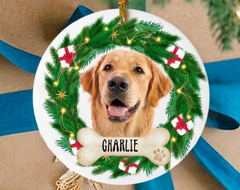 Ornement de Noël personnalisé pour chien, ornement personnalisé pour animaux de compagnie, ornement commémoratif pour animaux de compagnie, ornement photo de Noël pour chat, portrait d’animal de compagnie, ornement photo pour chien