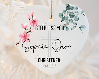 Décoration de baptême personnalisée | Cadeau filleul | Souvenir baptisé personnalisé | Croix personnalisée en porcelaine | Cadeau de baptême pour garçon