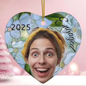Adorno de Compromiso 2025 - Adorno de Compromiso Personalizado con Foto, Nombres y Fecha - Adorno de Boda Personalizado