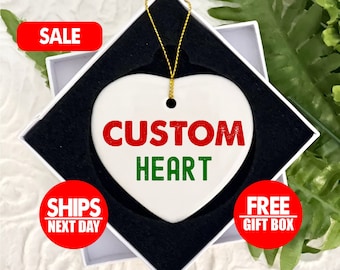 Gepersonaliseerd keramisch ornament Aangepast ontwerp Kerstornament Gepersonaliseerde tekst Jouw ontwerp hier Aangepast ornament Tekstkleur Aandenken
