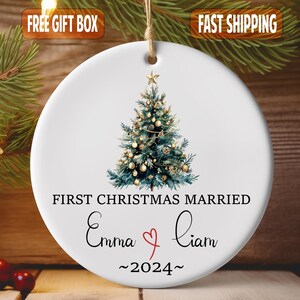 Personalized Wedding Gift, Our First Christmas, First Christmas Married Ornament, Mr Mrs Ornament, Newlywed Christmas Gift