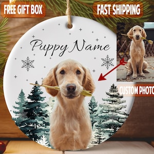 Personalized Puppy Picture Ornament, Custom Dog Ornament, Christmas Gifts, Gift For Dog Owners, Gift For Pet Lovers, Christmas Ornament