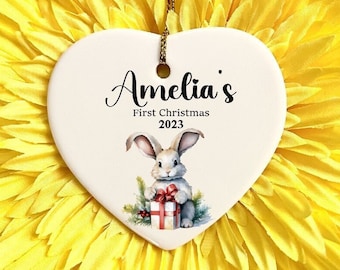 Prima decorazione natalizia personalizzata per bambino/Regalo di pallina di Natale ricordo Ornamento in ceramica/Decorazione per la prima scena natalizia del bambino