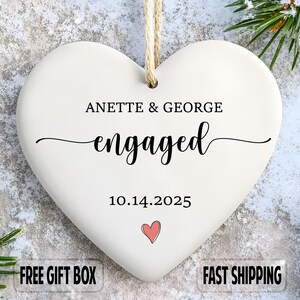 Engaged Christmas ornament 2025, Engaged Ornament 2025 - Custom Engagement Ornament with Names & Date - Personalized Wedding Ornament
