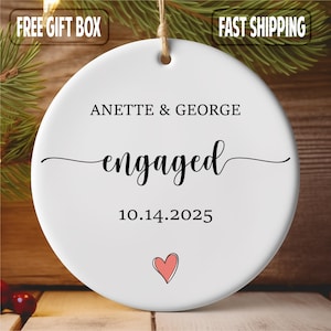 Engaged Ornament 2025 - Custom Engagement Ornament with Names & Date - Personalized Wedding Ornament