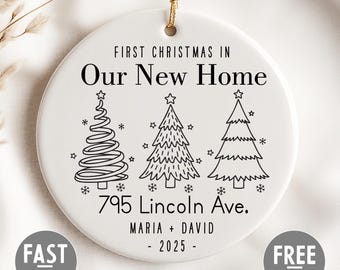 Our First House Christmas Ornament First House Address Keepsake Personalized Gift From Realtor First Time Homebuyer Gift Ceramic First House