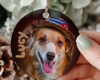 Anpassad rolig husdjursprydnad | Personlig prydnadspresent | Personlig hundprydnad, hundminnespresent, anpassad hundprydnad för mamma pappa