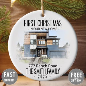 Decorazione personalizzata per la casa dipinta ad acquerello, decorazione natalizia personalizzata per la nuova casa, regalo fotografico di Natale, decorazione fotografica ad acquerello