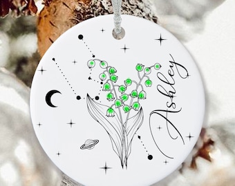Birth Month Flowers Personalized Gift, Birth Flower Mother's Day Gift, Christmas Ornament, Birth Flower Customized Ornament, constellation