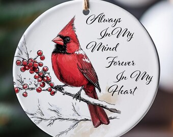 Ceramic Red robin Christmas Ornament, When Robins are near, Cardinals gifts, Robin Christmas tree decoration, Window hanging, Robin Memorial