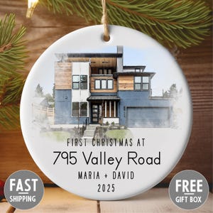 Nuova casa personalizzata 2025 / Ornamento natalizio / Ornamento fotografico acquerello / Ornamento fotografico personalizzato Nuova casa