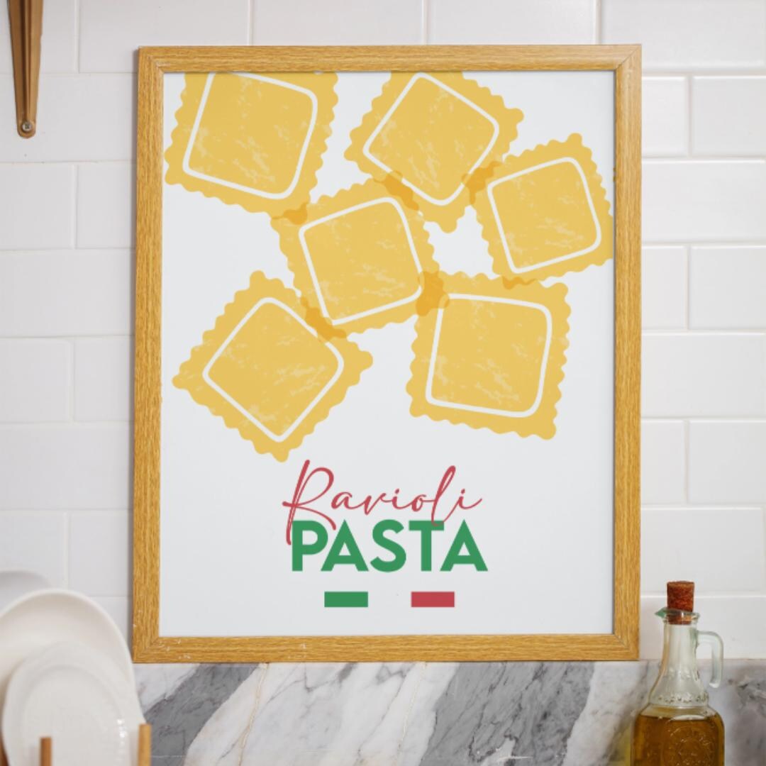 Italian Pasta Wall Art | Ravioli Wall Art | Trendy Kitchen Decor ...