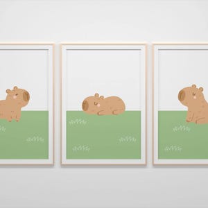 Capybara print set of 3 - Cute capybara art - Best seller - Trendy wall art - Capybara wall art set - Cute capybara | Best Seller