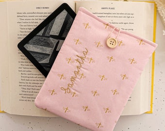 Personalized Faith Kindle Sleeve, Padded Kindle Cover, Button Closure, Bookish Gifts, Embroidered E-Reader Cover, Custom Kindle Case