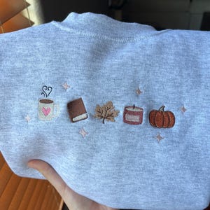 Book Lover Fall Embroidered Sweatshirt, Women's Fall Bookish Sweatshirt, Book Lover Gift, Cute Autumn Pumpkin Coffee Shirt, Cozy Fall Shirt