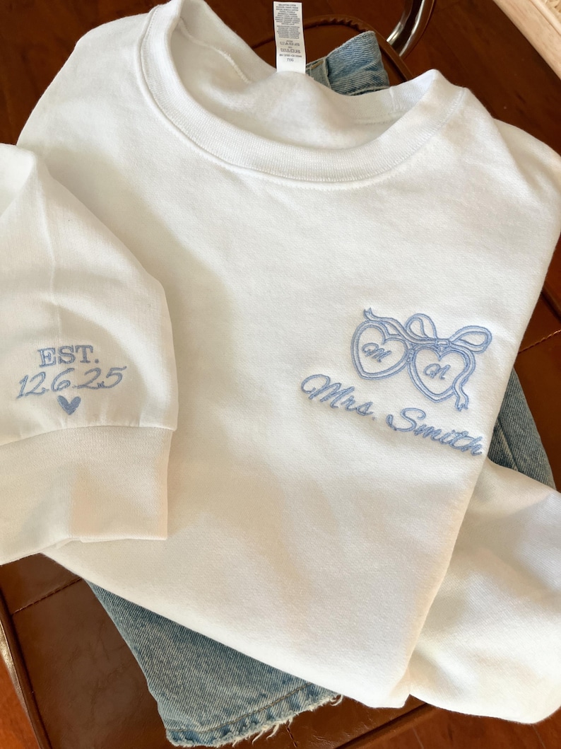 Personalized Bride Sweatshirt, Embroidered Future Mrs. Sweatshirt, Custom Bride to Be Crewneck, Engagement Gift, Last Name Bride Sweatshirt